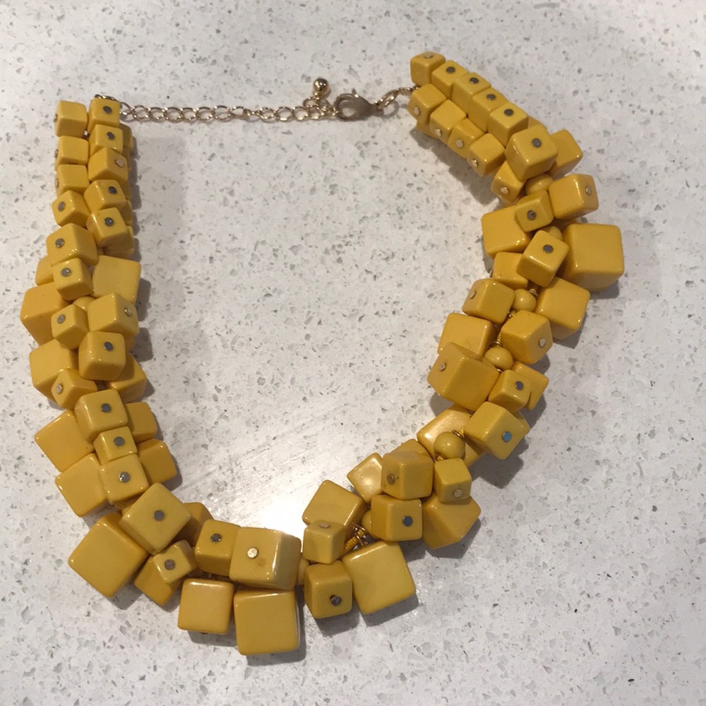 Yellow block statement necklace